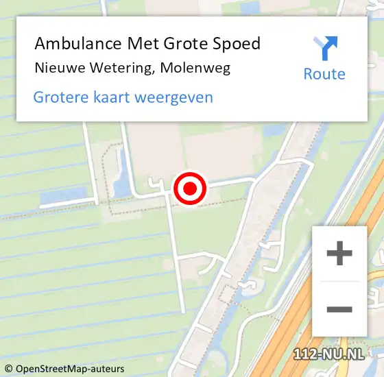 Locatie op kaart van de 112 melding: Ambulance Met Grote Spoed Naar Nieuwe Wetering, Molenweg op 11 augustus 2018 10:51