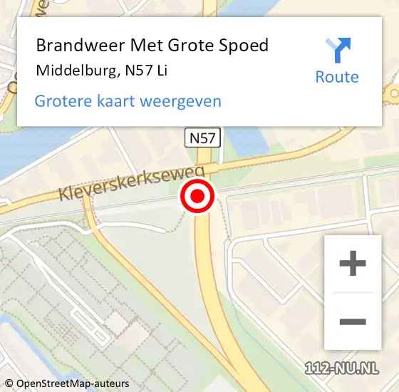 Locatie op kaart van de 112 melding: Brandweer Met Grote Spoed Naar Middelburg, N57 Li op 11 augustus 2018 15:36