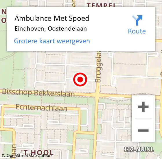 Locatie op kaart van de 112 melding: Ambulance Met Spoed Naar Eindhoven, Oostendelaan op 11 augustus 2018 16:21