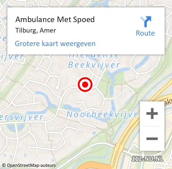 Locatie op kaart van de 112 melding: Ambulance Met Spoed Naar Tilburg, Amer op 11 augustus 2018 16:30