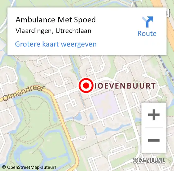 Locatie op kaart van de 112 melding: Ambulance Met Spoed Naar Vlaardingen, Utrechtlaan op 11 augustus 2018 20:36