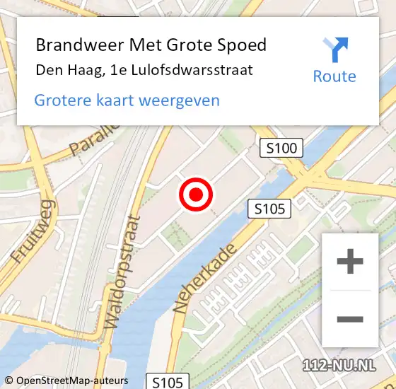 Locatie op kaart van de 112 melding: Brandweer Met Grote Spoed Naar Den Haag, 1e Lulofsdwarsstraat op 11 augustus 2018 21:29