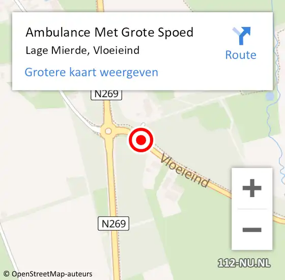 Locatie op kaart van de 112 melding: Ambulance Met Grote Spoed Naar Lage Mierde, Vloeieind op 12 augustus 2018 01:21