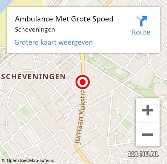 Locatie op kaart van de 112 melding: Ambulance Met Grote Spoed Naar Scheveningen op 12 augustus 2018 04:04