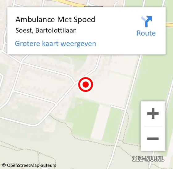 Locatie op kaart van de 112 melding: Ambulance Met Spoed Naar Soest, Bartolottilaan op 12 augustus 2018 08:09