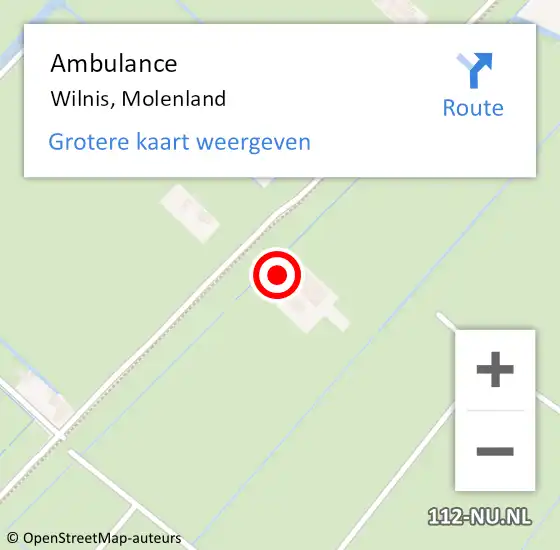 Locatie op kaart van de 112 melding: Ambulance Wilnis, Molenland op 12 augustus 2018 10:52