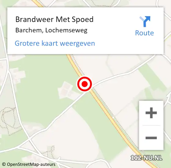 Locatie op kaart van de 112 melding: Brandweer Met Spoed Naar Barchem, Lochemseweg op 12 augustus 2018 12:05