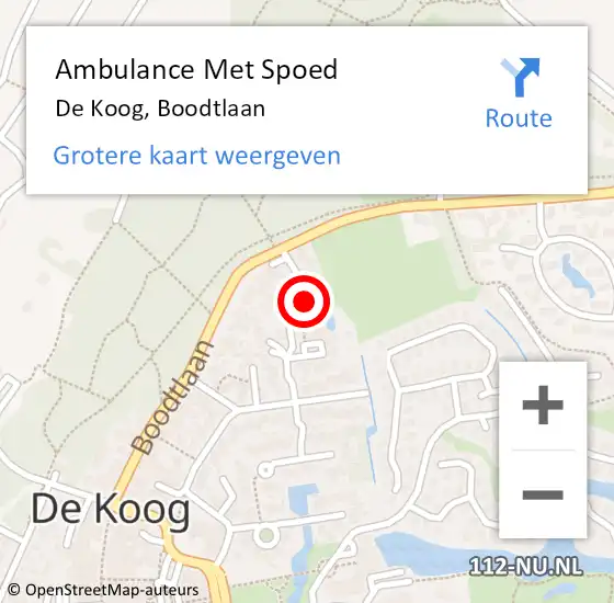 Locatie op kaart van de 112 melding: Ambulance Met Spoed Naar De Koog, Boodtlaan op 12 augustus 2018 13:08