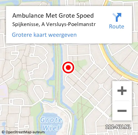 Locatie op kaart van de 112 melding: Ambulance Met Grote Spoed Naar Spijkenisse, A Versluys-Poelmanstr op 12 augustus 2018 17:28