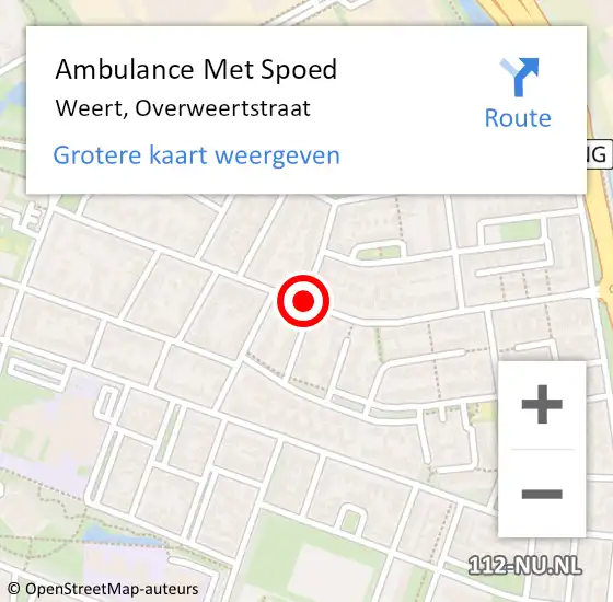 Locatie op kaart van de 112 melding: Ambulance Met Spoed Naar Weert, Overweertstraat op 12 augustus 2018 18:46