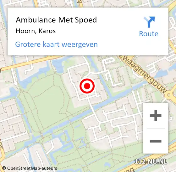 Locatie op kaart van de 112 melding: Ambulance Met Spoed Naar Hoorn, Karos op 12 augustus 2018 19:46