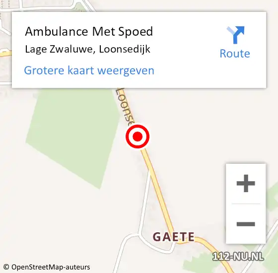 Locatie op kaart van de 112 melding: Ambulance Met Spoed Naar Lage Zwaluwe, Loonsedijk op 12 augustus 2018 20:14