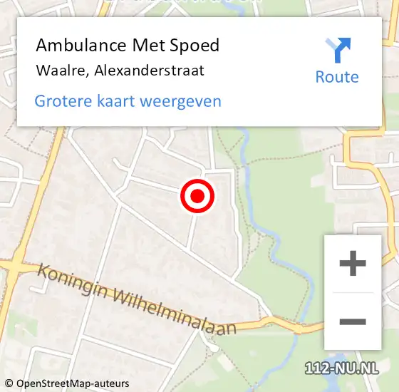 Locatie op kaart van de 112 melding: Ambulance Met Spoed Naar Waalre, Alexanderstraat op 12 augustus 2018 22:33