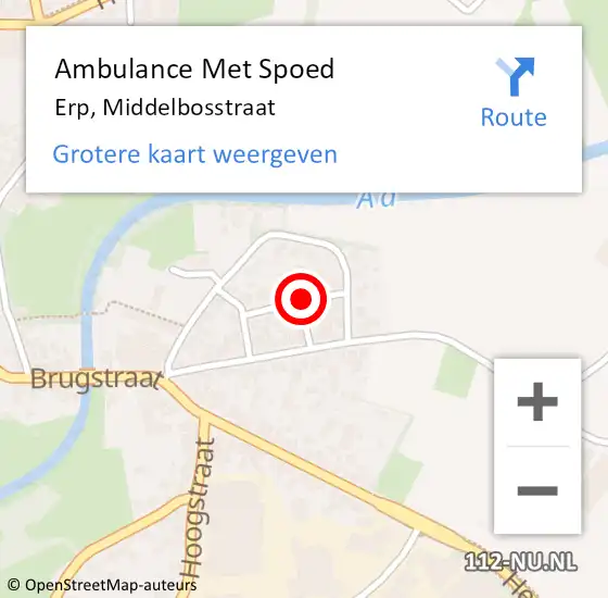 Locatie op kaart van de 112 melding: Ambulance Met Spoed Naar Erp, Middelbosstraat op 12 augustus 2018 22:41