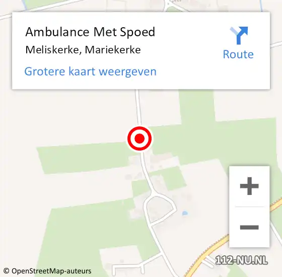 Locatie op kaart van de 112 melding: Ambulance Met Spoed Naar Meliskerke, Mariekerke op 13 augustus 2018 03:09