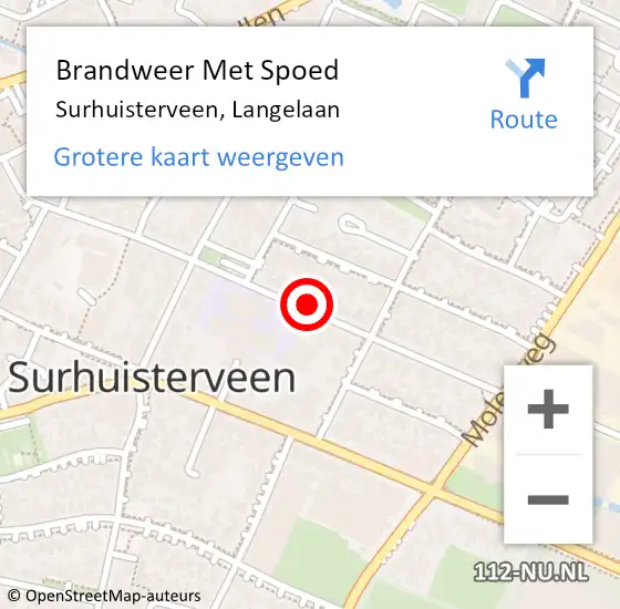 Locatie op kaart van de 112 melding: Brandweer Met Spoed Naar Surhuisterveen, Langelaan op 13 augustus 2018 03:20