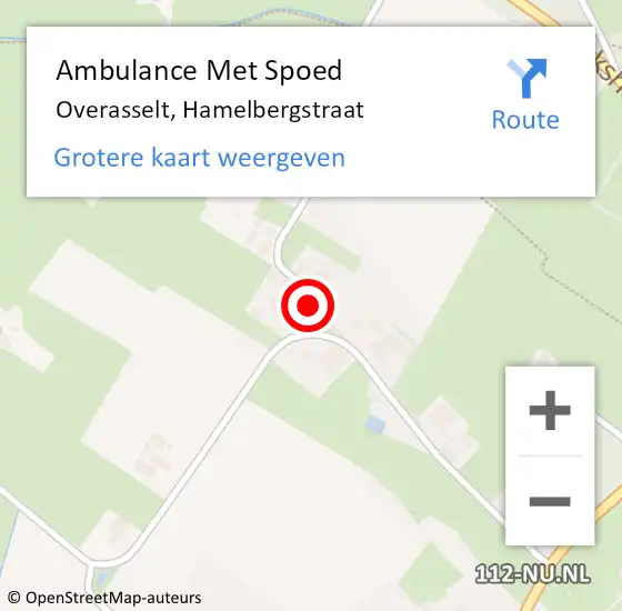 Locatie op kaart van de 112 melding: Ambulance Met Spoed Naar Overasselt, Hamelbergstraat op 13 augustus 2018 06:35