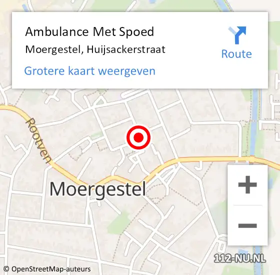 Locatie op kaart van de 112 melding: Ambulance Met Spoed Naar Moergestel, Huijsackerstraat op 13 augustus 2018 07:55