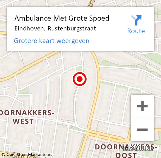 Locatie op kaart van de 112 melding: Ambulance Met Grote Spoed Naar Eindhoven, Rustenburgstraat op 13 augustus 2018 09:06