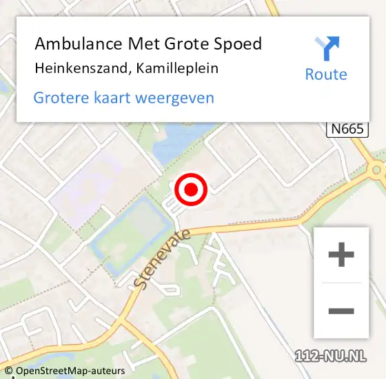 Locatie op kaart van de 112 melding: Ambulance Met Grote Spoed Naar Heinkenszand, Kamilleplein op 13 augustus 2018 11:42