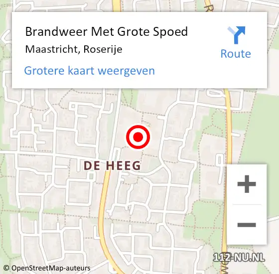 Locatie op kaart van de 112 melding: Brandweer Met Grote Spoed Naar Maastricht, Roserije op 13 augustus 2018 11:54