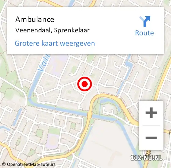 Locatie op kaart van de 112 melding: Ambulance Veenendaal, Sprenkelaar op 13 augustus 2018 12:38