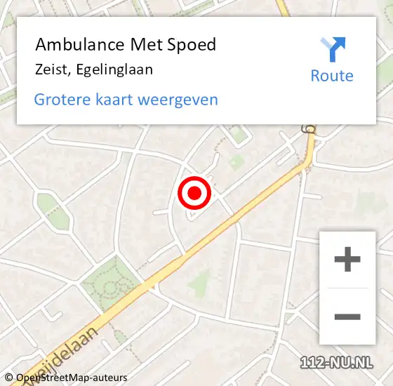 Locatie op kaart van de 112 melding: Ambulance Met Spoed Naar Zeist, Egelinglaan op 13 augustus 2018 14:39