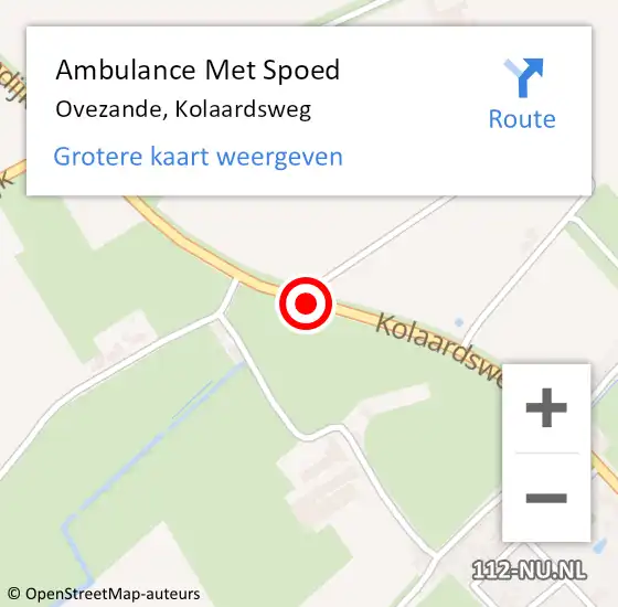 Locatie op kaart van de 112 melding: Ambulance Met Spoed Naar Ovezande, Kolaardsweg op 13 augustus 2018 16:17