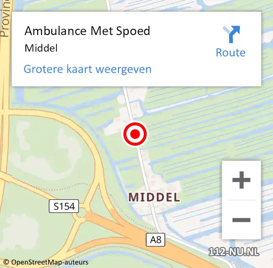 Locatie op kaart van de 112 melding: Ambulance Met Spoed Naar Middel op 13 augustus 2018 16:30