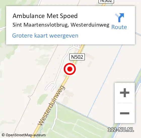 Locatie op kaart van de 112 melding: Ambulance Met Spoed Naar Sint Maartensvlotbrug, Westerduinweg op 13 augustus 2018 17:28