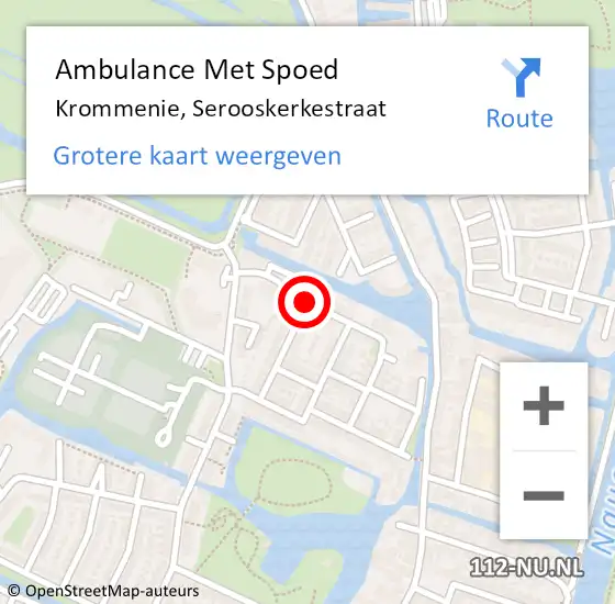 Locatie op kaart van de 112 melding: Ambulance Met Spoed Naar Krommenie, Serooskerkestraat op 13 augustus 2018 18:35