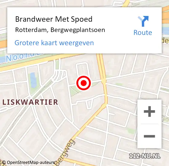 Locatie op kaart van de 112 melding: Brandweer Met Spoed Naar Rotterdam, Bergwegplantsoen op 13 augustus 2018 18:47