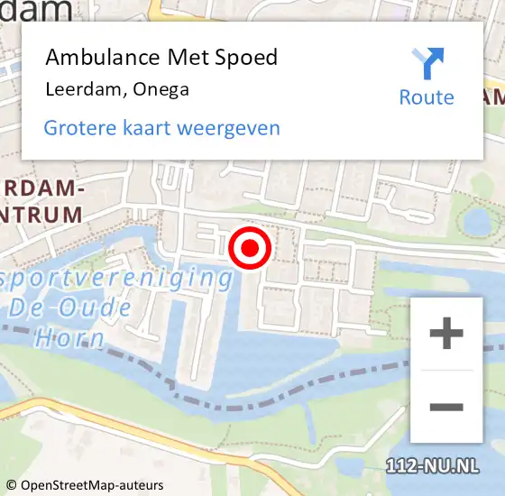 Locatie op kaart van de 112 melding: Ambulance Met Spoed Naar Leerdam, Onega op 13 augustus 2018 19:10