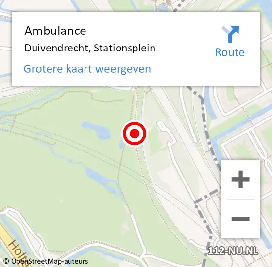 Locatie op kaart van de 112 melding: Ambulance Duivendrecht, Stationsplein op 13 augustus 2018 20:04