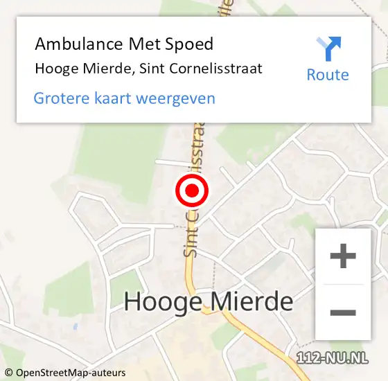 Locatie op kaart van de 112 melding: Ambulance Met Spoed Naar Hooge Mierde, Sint Cornelisstraat op 14 augustus 2018 07:58