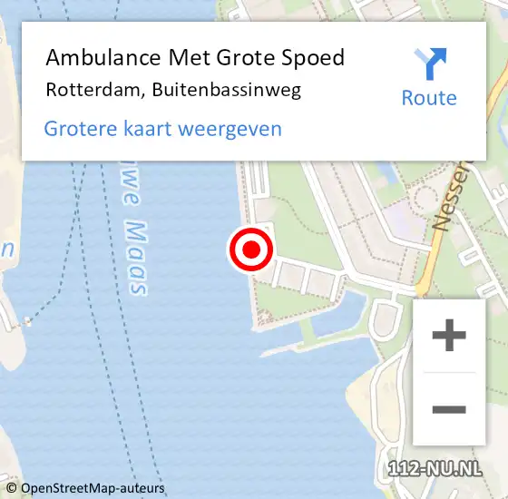 Locatie op kaart van de 112 melding: Ambulance Met Grote Spoed Naar Rotterdam, Buitenbassinweg op 14 augustus 2018 10:11