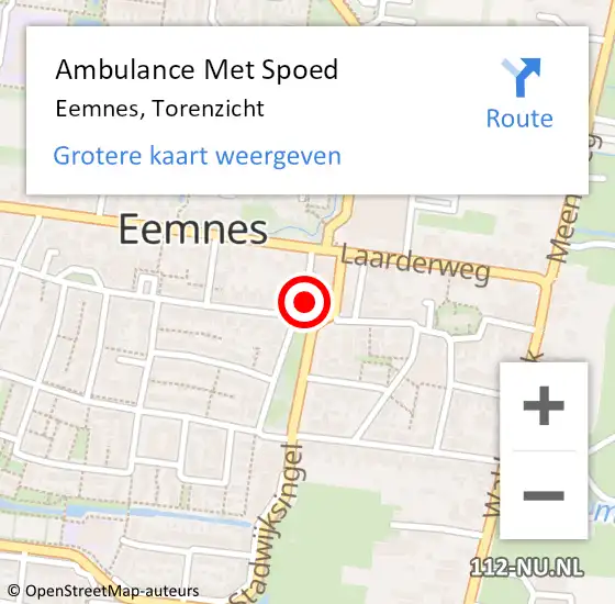 Locatie op kaart van de 112 melding: Ambulance Met Spoed Naar Eemnes, Torenzicht op 14 augustus 2018 12:09