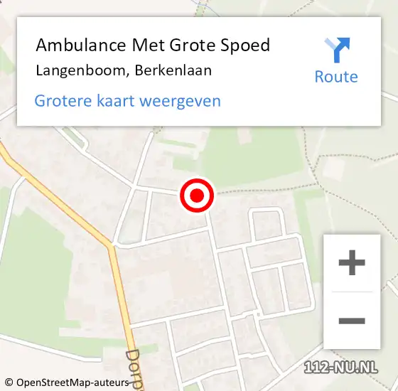 Locatie op kaart van de 112 melding: Ambulance Met Grote Spoed Naar Langenboom, Berkenlaan op 14 augustus 2018 12:27
