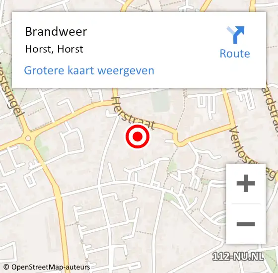 Locatie op kaart van de 112 melding: Brandweer Horst, N554 op 14 augustus 2018 14:00