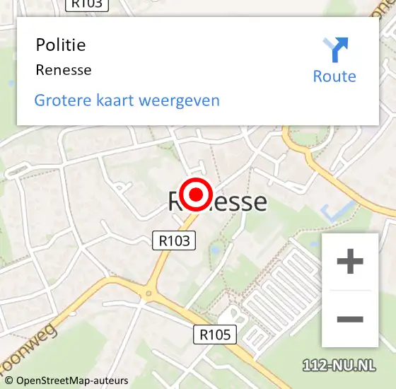 Locatie op kaart van de 112 melding: Politie Renesse op 14 augustus 2018 15:09