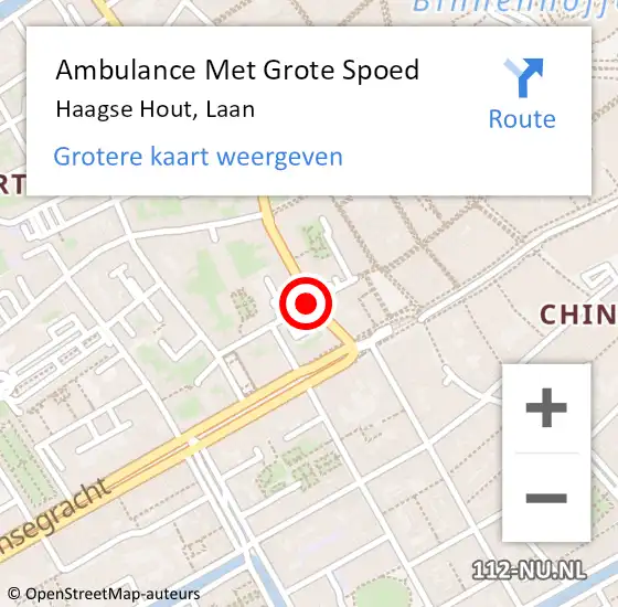 Locatie op kaart van de 112 melding: Ambulance Met Grote Spoed Naar Haagse Hout, Laan op 14 augustus 2018 16:24