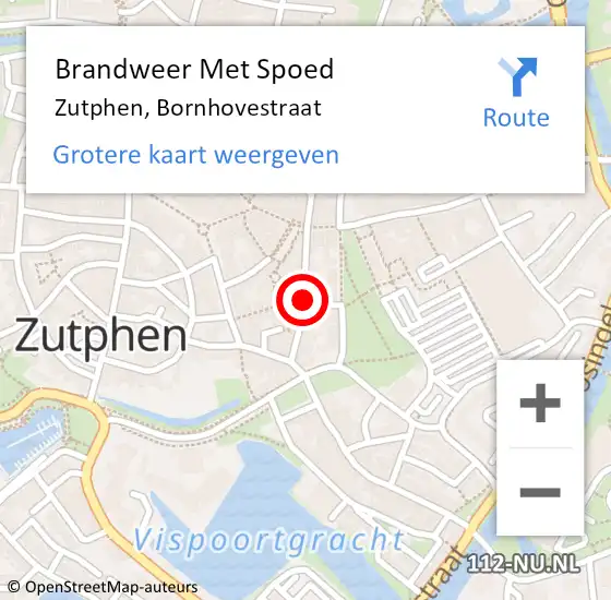 Locatie op kaart van de 112 melding: Brandweer Met Spoed Naar Zutphen, Bornhovestraat op 14 augustus 2018 18:20