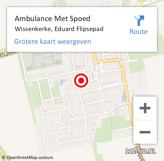 Locatie op kaart van de 112 melding: Ambulance Met Spoed Naar Wissenkerke, Eduard Flipsepad op 14 augustus 2018 22:50