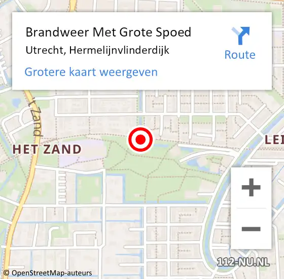 Locatie op kaart van de 112 melding: Brandweer Met Grote Spoed Naar Utrecht, Hermelijnvlinderdijk op 15 augustus 2018 02:23