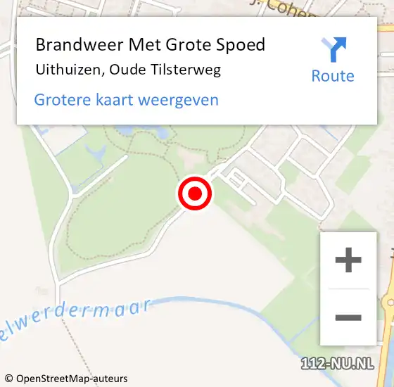 Locatie op kaart van de 112 melding: Brandweer Met Grote Spoed Naar Uithuizen, Oude Tilsterweg op 15 augustus 2018 05:08