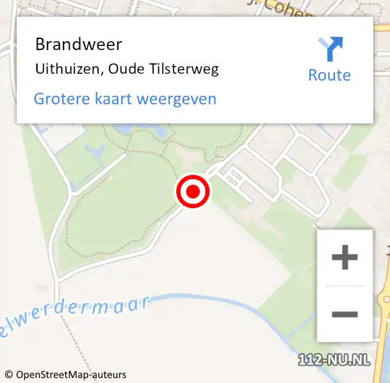 Locatie op kaart van de 112 melding: Brandweer Uithuizen, Oude Tilsterweg op 15 augustus 2018 05:11