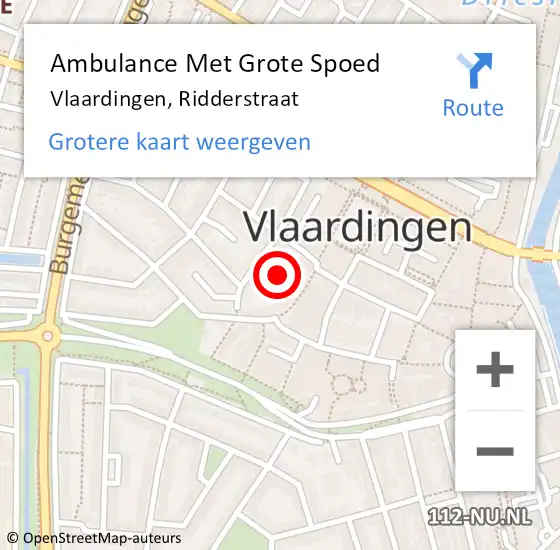 Locatie op kaart van de 112 melding: Ambulance Met Grote Spoed Naar Vlaardingen, Ridderstraat op 15 augustus 2018 05:50