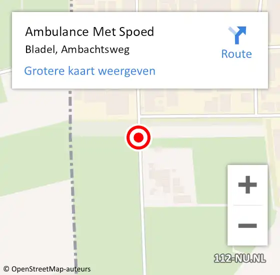 Locatie op kaart van de 112 melding: Ambulance Met Spoed Naar Bladel, Ambachtsweg op 15 augustus 2018 10:08