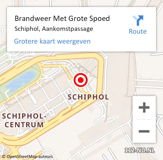 Locatie op kaart van de 112 melding: Brandweer Met Grote Spoed Naar Schiphol, Aankomstpassage op 15 augustus 2018 10:09