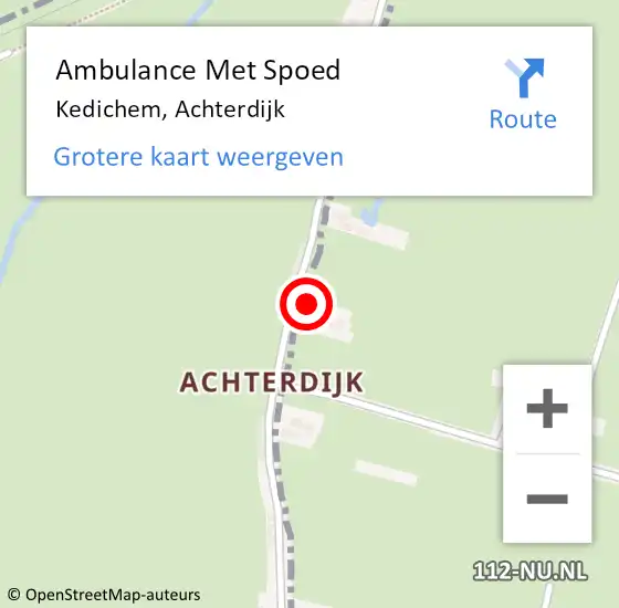 Locatie op kaart van de 112 melding: Ambulance Met Spoed Naar Kedichem, Achterdijk op 15 augustus 2018 14:40